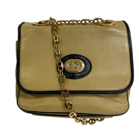GUCCI 576423 Chain Handbag Flap Interlocking G Shoulder Bag Beige Women's