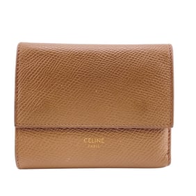 CELINE Small Trifold Wallet W Compact Tri-fold Beige Women's