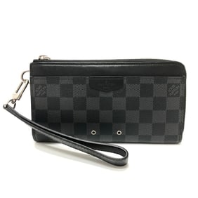 LOUIS VUITTON N60379 Damier Graphite Zippy Dragonne L-Shaped Long Wallet with Strap, Canvas, Men's,