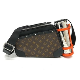 LOUIS VUITTON M46462 Monogram Macassar Biker Messenger Shoulder Bag in Canvas, Men's, Brown, Like