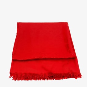 LOUIS VUITTON M72237 Monogram Silk Shawl Scarf, Large Size, Women's, Red