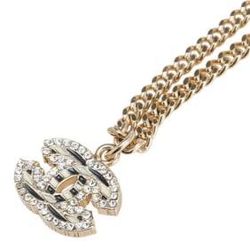 Chanel Coco Mark Rhinestone Necklace in Gold, White, and Black Plated for Women