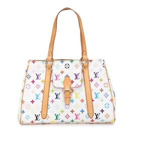 Louis Vuitton Monogram Multicolore Aurelia MM Tote Bag M40094 Blanc White Leather Women's LOUIS