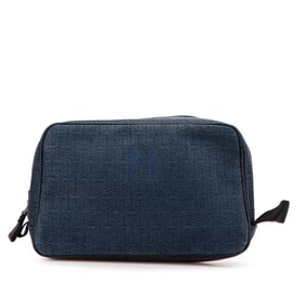 Hermès Globe-Trotter MM Pouch/Second Bag, Navy Toile Chevron, Women's, HERMES