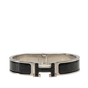 Hermes Click H PM Bracelet in Silver and Black Metal for Women