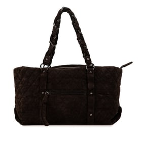 CHANEL Matelasse Coco Mark Tote Bag, Dark Brown Suede, Women's