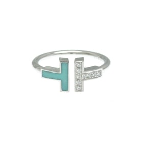 Tiffany T Wire Ring Turquoise Diamond White Gold (18K) Fashion Diamond,Turquoise Band Ring Silver