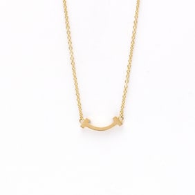 Tiffany Smile Necklace Micro Pink Gold (18K) No Stone Women,Men Fashion Pendant Necklace (Pink Gold)