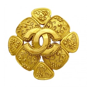 Chanel Brooch Coco Mark Diamond Shape GP Plated Gold Ladies
