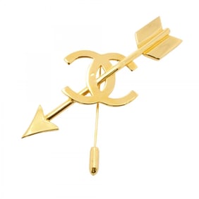 Chanel pin brooch Coco mark arrow motif GP plating gold ladies