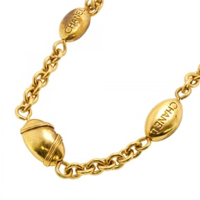 Chanel Necklace Oval GP Plated Gold Ladies