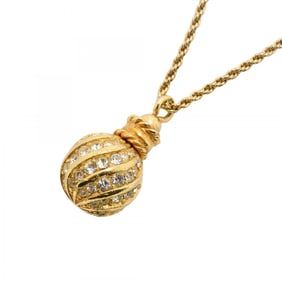 Christian Dior Necklace Ball GP Plated Rhinestone Gold Ladies