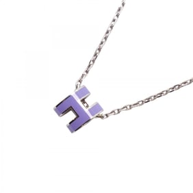 Hermes Necklace Pop Ash Metal Silver Purple Ladies