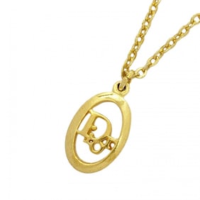 Christian Dior Necklace Oval GP Plated Gold Ladies