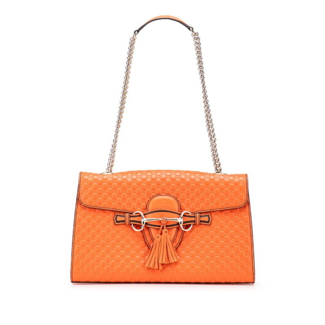 Gucci Micro Guccissima Emily Medium Chain Shoulder Bag 449635 Orange Leather Women's GUCCI