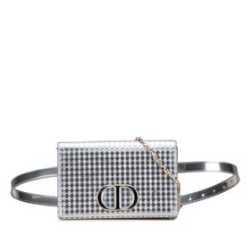Christian Dior Dior 30 Montaigne CD logo chain shoulder bag/waist pouch, 2-way, silver leather,