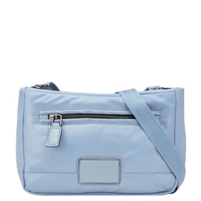 Marc Jacobs logo shoulder bag in blue nylon and leather for women.