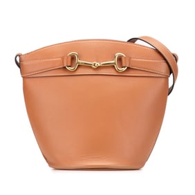 Celine Crécy Shoulder Bag Bucket Brown Leather Women's CELINE