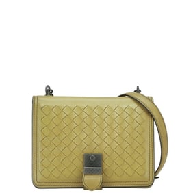 Bottega Veneta Intrecciato Chain Shoulder Bag in Yellow Leather for Women