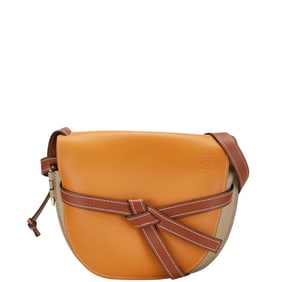 LOEWE Anagram Logo Gate Shoulder Bag in Brown and Greige Leather for Women