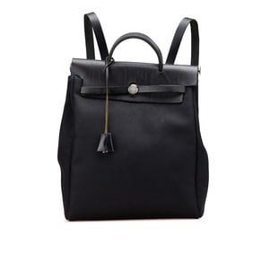 Hermès Airbag Ad PM Backpack/Handbag, 2-Way, Black Toile Officier Leather, Women's, HERMES
