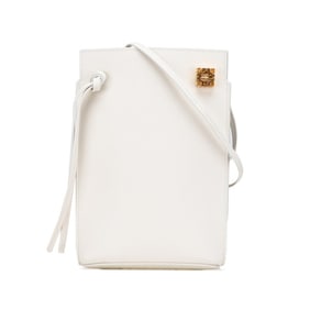 LOEWE Anagram Dice Pocket Crossbody Shoulder Bag in Off-White Leather for Women