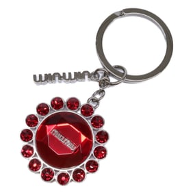 MIU Miu Flower and Crystal Motif Keychain RUBINO Women's