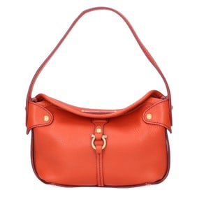 Salvatore Ferragamo AU-21 6822 Gancini Leather One-Shoulder Bag, Orange, Women's