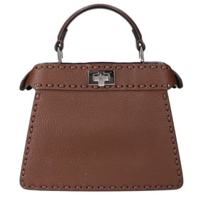 FENDI ISeeU Selleria Peekaboo Petite 2-Way Handbag/Shoulder Bag, Dark Brown, Women's