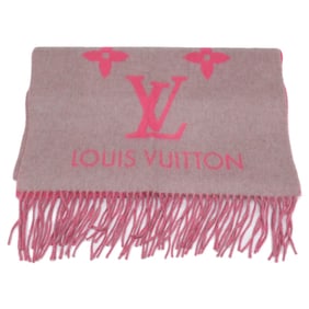 LOUIS VUITTON M70814 Monogram Echarpe Reykjavik Fringe Scarf Gray Pink Women's