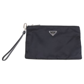PRADA 2NH004 Re-Nylon Triangle Logo Wristlet Pouch, Black, Men's