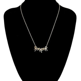 TIFFANY & Co. Tiffany Triple Ribbon Necklace in 925 Sterling Silver and 18K Gold with Pendant