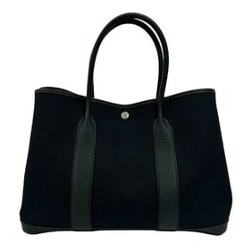Unused Z-stamped HERMES Garden Party PM Toile Militaire Negonda Tote Bag/Handbag in Black (1369b)