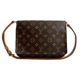 Nearly unused LOUIS VUITTON Vintage Musette Tango Monogram Leather Semi-One Shoulder Bag in Brown