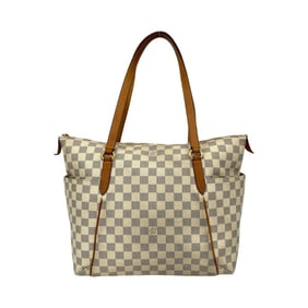 LOUIS VUITTON Totally MM Damier Azur Leather Tote Bag/Handbag White 254-2
