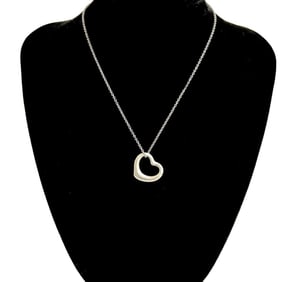 TIFFANY & Co. Tiffany Open Heart Necklace, 925 Sterling Silver, Pendant, 05322
