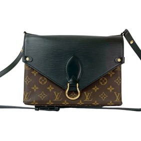 LOUIS VUITTON Saint Michel Monogram Epi Leather Semi-One Shoulder Bag in Brown and Black (05752)
