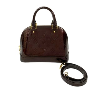 LOUIS VUITTON Alma BB Monogram Vernis Leather 2-Way Handbag/Shoulder Bag in Amaranth (32490)