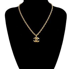 Chanel Coco Mark Motif Top GP Necklace Pendant Choker Gold 3595c