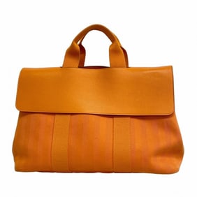 Hermes Hermès Valparaiso MM Toile Chevron Handbag, Orange, ?M Stamp, Women's