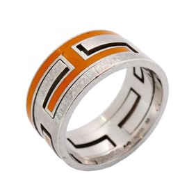 Hermes Hermès Move Ash Ring, Silver 925, Orange, #56, Men's