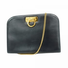 Salvatore Ferragamo Gancini Leather Shoulder Bag in Navy Blue for Women