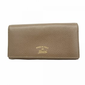 Gucci Long Wallet 354498 Leather Brown Pink Champagne Women's