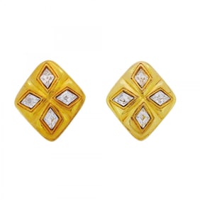 Chanel diamond-shaped earrings with GP-plated rhinestones in gold for women
