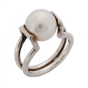 Tiffany & Co. Ring Hardware, 925 Sterling Silver, Freshwater Pearl, Size 11, Women's, P1379254