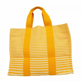 Hermes Bayadere Canvas Tote Bag Yellow Women's