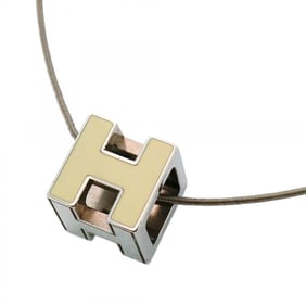 Hermes Necklace, Carage d'Ash Metal, Silver and White, Women's