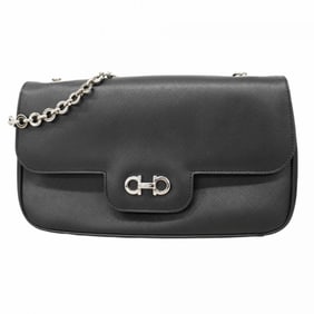 Salvatore Ferragamo Gancini Leather Handbag, Black, Women's, P1534158