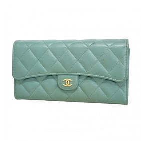 Chanel Matelasse Caviar Leather Long Wallet in Blue Champagne for Women