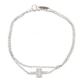 Tiffany & Co. T Two Double Chain Diamond Bracelet in 18K White Gold with Diamonds, Available Silver